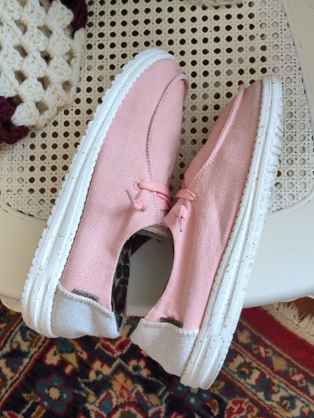 Hey Dude Pink Women's Slip-On Sneakers with Leopard Lining - Picture 3 of 7